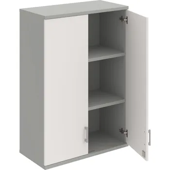 Policová skříň SZ 3 80 01 H – Skříň policová dvéřová 115,2 × 80 cm - Bílá , Šedá , USH – hranatá