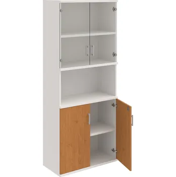 Policová skříň SZ 5 80 10 – Skříň policová dvéřová 192 × 80 cm - Olše , Bílá , USH – hranatá