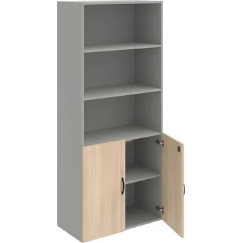 Policová skříň DZ 5 80 03 – Skříň policová dvéřová 185 × 80 cm - Akát , Šedá , UCO – černá