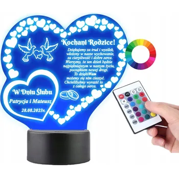 Lampička LAMPičKA na SKLE Statuetka Poděkování 3D LED RGB + DÁLKOVÝ OVLADAČ 16 BAREV