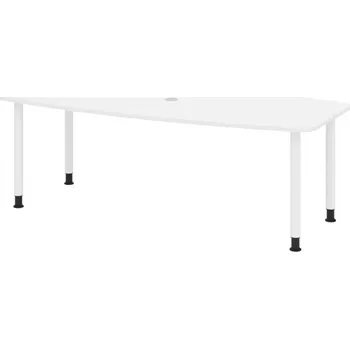 Jednací stůl Konferenční stolek, zaoblený, čtyři nohy, 2200 x 1030/830 x 720 mm, bílý