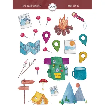 Samolepící dekorace ePipí Arch samolepek Kempování A6 23 samolepek