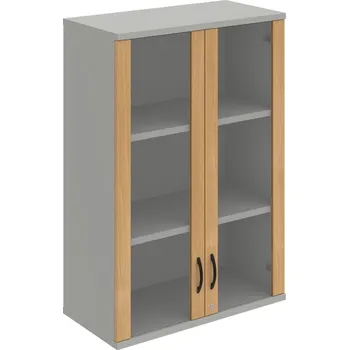 Policová skříň SZ 3 80 04 H – Skříň policová dvéřová 115,2 × 80 cm - Dub , Šedá , UCO – černá