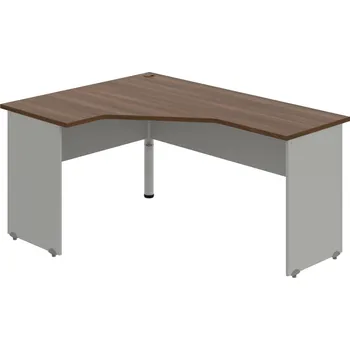 Psací stůl GEV 60 P – Stůl ergo pravý 160 × 120 cm - Ořech , Šedá , Šedý kov