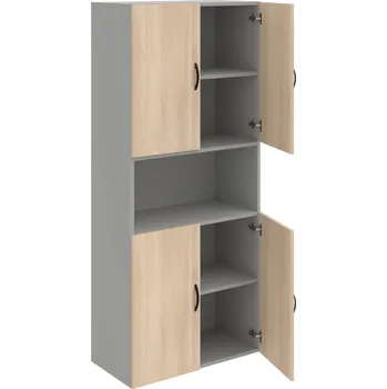 Policová skříň D 5 80 05 – Skříň policová dvéřová 185 × 80 cm - Akát , Šedá , UCO – černá