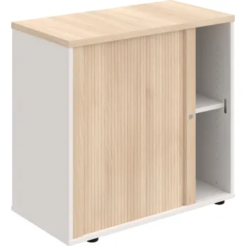 SPRZ 80 40 L – Skříňka ke stolu, roletová, levá, š. 80 cm - Akát , Bílá , Akát