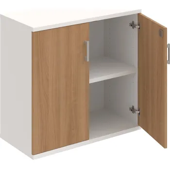 Policová skříň SZ 2 80 01 – Skříň policová dvéřová 76,8 × 80 cm - Višeň , Bílá , USH – hranatá