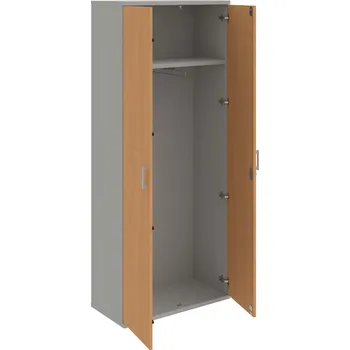 Policová skříň SZR 5 80 01 – Skříň šatní dvéřová 192 × 80 cm - Buk , Šedá , USH – hranatá