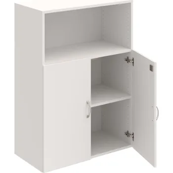 Policová skříň DZ 3 80 02 – Skříň policová dvéřová 111 × 80 cm - Bílá , Bílá , USN – Hobis