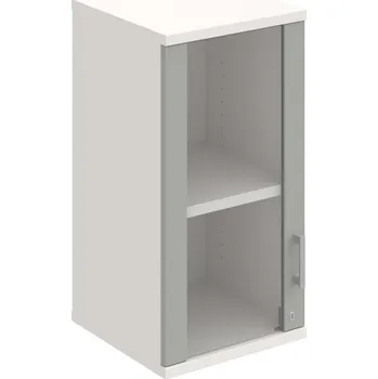 Policová skříň SZ 2 40 02 L H – Skříň policová dvéřová 76,8 × 40 cm - Šedá , Bílá , USH – hranatá