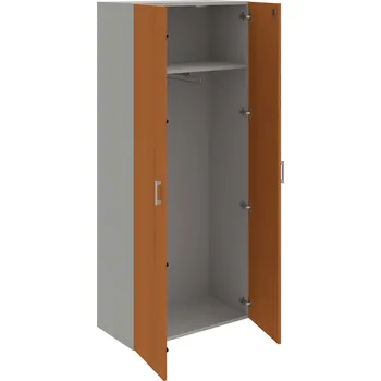 Policová skříň DZ 5 80 01 – Skříň šatní dvéřová 185 × 80 cm - Třešeň , Šedá , USH – hranatá