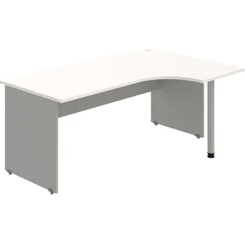 Psací stůl GE 1800 60 L – Stůl ergo 180 × 120 cm, levý - Bílá , Šedá , Šedý kov