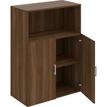 Policová skříň D 3 80 02 – Skříň policová dvéřová 111 × 80 cm - Ořech , Ořech , USH – hranatá