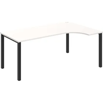 Psací stůl UE 1800 L – Stůl ergo levý 180 × 120 cm - Bílá , Černý kov
