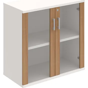 Policová skříň SZ 2 80 02 – Skříň policová dvéřová 76,8 × 80 cm - Višeň , Bílá , USH – hranatá