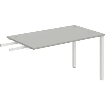 Psací stůl US 1400 RU – Stůl pracovní délky 140 cm, k řetězení - Šedá , Bílý kov