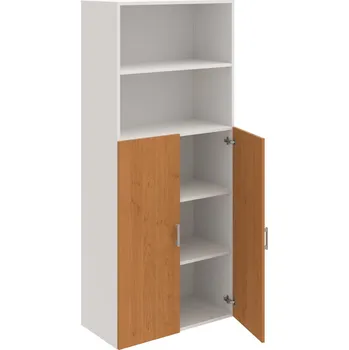 Policová skříň D 5 80 04 – Skříň policová dvéřová 185 × 80 cm - Olše , Bílá , USH – hranatá