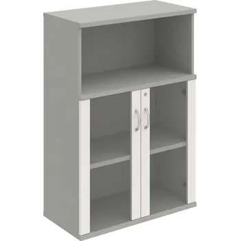 Policová skříň SZ 3 80 05 – Skříň policová dvéřová 115,2 × 80 cm - Bílá , Šedá , USN – Hobis