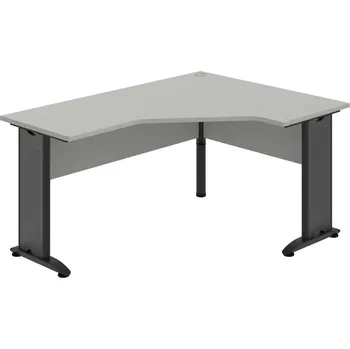 Psací stůl CEV 60 L – Stůl ergo levý 160 × 120 cm - Šedá , Šedá , Černý kov