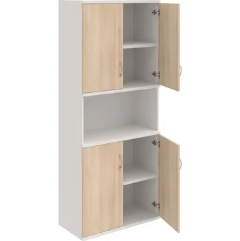 Policová skříň S 5 80 05 – Skříň policová dvéřová 192 × 80 cm - Akát , Bílá , USN – Hobis