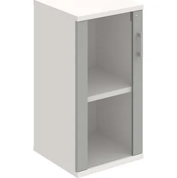 Policová skříň SZ 2 40 02 L – Skříň policová dvéřová 76,8 × 40 cm - Šedá , Bílá , USH – hranatá