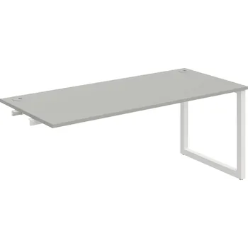 Psací stůl US O 1800 R – Stůl pracovní délky 180 cm, k řetězení - Šedá , Bílý kov