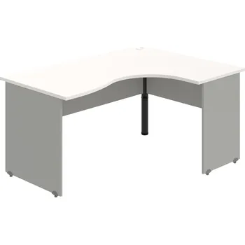 Psací stůl GE 2005 L – Stůl ergo levý 160 × 120 cm - Bílá , Šedá , Černý kov