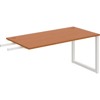 Psací stůl US O 1600 RU – Stůl pracovní délky 160 cm, k řetězení - Třešeň , Bílý kov