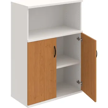 Policová skříň S 3 80 02 – Skříň policová dvéřová 115,2 × 80 cm - Olše , Bílá , UCO – černá