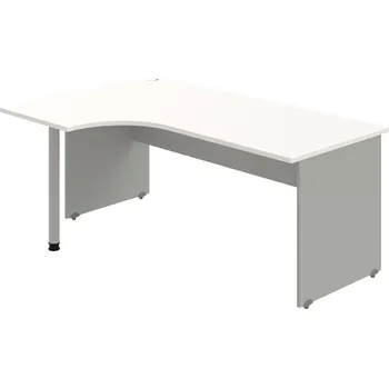 Psací stůl GE 1800 60 P – Stůl ergo 180 × 120 cm, pravý - Bílá , Šedá , Šedý kov