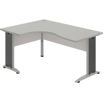Psací stůl CE 2005 P – Stůl ergo pravý 160 × 120 cm - Šedá , Bílá , Šedý kov