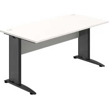 Psací stůl CS 1600 – Stůl pracovní rovný 160 cm - Bílá , Šedá , Černý kov