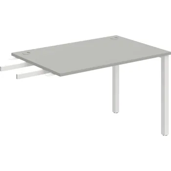 Psací stůl US 1200 RU – Stůl pracovní délky 120 cm, k řetězení - Šedá , Bílý kov