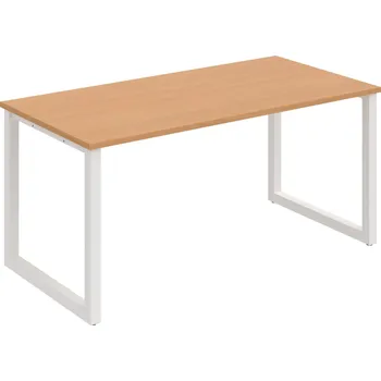 Psací stůl UJ O 1600 – Stůl jednací rovný délky 160 cm - Buk , Bílý kov