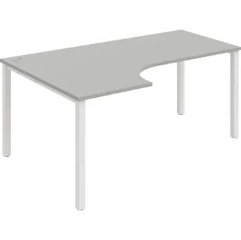 Psací stůl UE 1800 60 P – Stůl ergo 180×120 cm, pravý - Šedá , Bílý kov