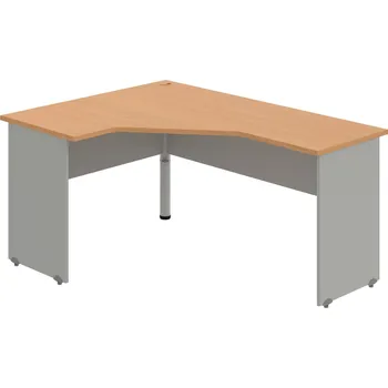 Psací stůl GEV 60 P – Stůl ergo pravý 160 × 120 cm - Buk , Šedá , Šedý kov