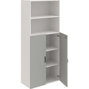 Policová skříň DZ 5 80 04 – Skříň policová dvéřová 185 × 80 cm - Šedá , Bílá , UCO – černá