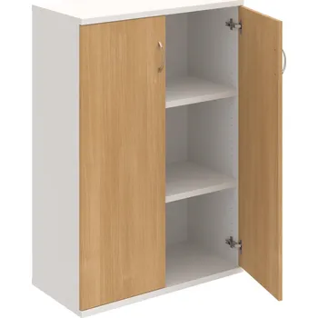 Policová skříň S 3 80 01 – Skříň policová dvéřová 115,2 × 80 cm - Dub , Bílá , USN – Hobis