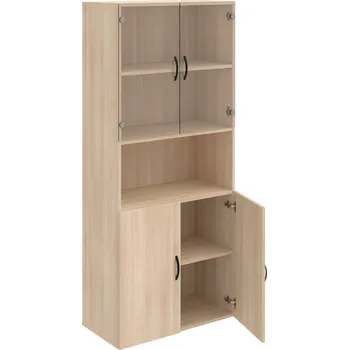 Policová skříň D 5 80 07 – Skříň policová dvéřová 185 × 80 cm - Akát , Akát , UCO – černá