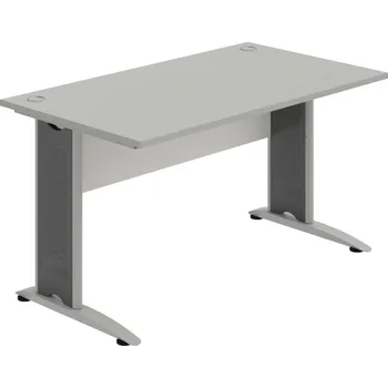 Psací stůl CS 1400 – Stůl pracovní rovný 140 cm - Šedá , Bílá , Šedý kov
