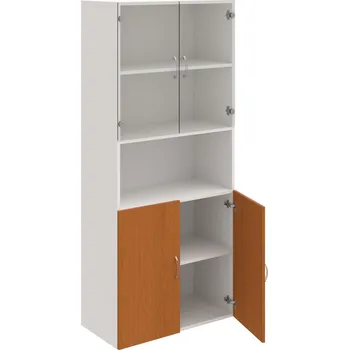 Policová skříň D 5 80 07 – Skříň policová dvéřová 185 × 80 cm - Třešeň , Bílá , USN – Hobis