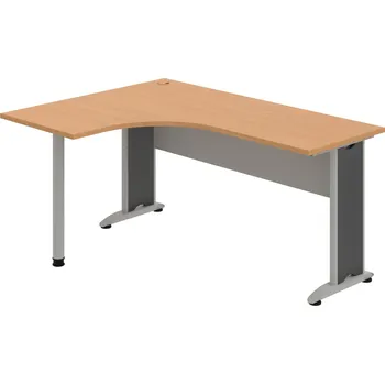 Psací stůl CE 60 P – Stůl ergo pravý 160 × 120 cm - Buk , Šedá , Šedý kov