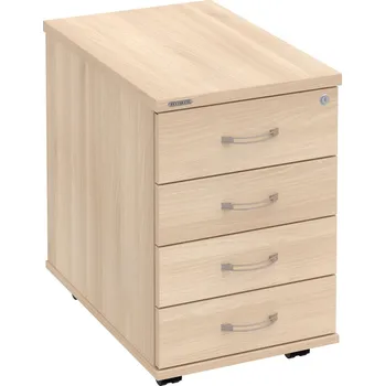 Zásuvkový kontejner K 34 C P – Kontejner, 4 zásuvky, cent. zamykání, léta podél, hl. 60 cm - Akát , Akát , USN – Hobis