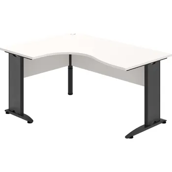 Psací stůl CE 2005 P – Stůl ergo pravý 160 × 120 cm - Bílá , Bílá , Černý kov
