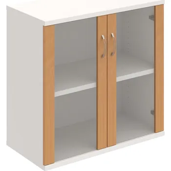 Policová skříň S 2 80 02 – Skříň policová dvéřová 76,8 × 80 cm - Buk , Bílá , USN – Hobis