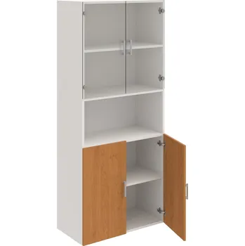 Policová skříň D 5 80 07 – Skříň policová dvéřová 185 × 80 cm - Olše , Bílá , USH – hranatá