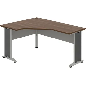 Psací stůl CEV 60 P – Stůl ergo pravý 160 × 120 cm - Ořech , Šedá , Šedý kov