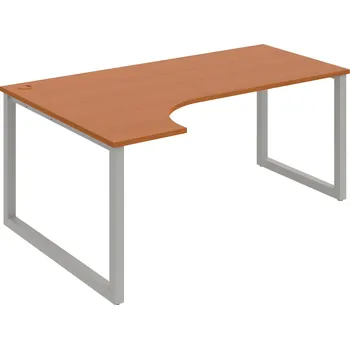 Psací stůl UE O 1800 P – Stůl ergo 180 × 120 cm, pravý - Třešeň , Šedý kov