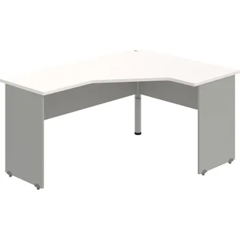 Psací stůl GEV 60 L – Stůl ergo levý 160 × 120 cm - Bílá , Šedá , Šedý kov