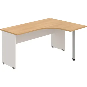 Psací stůl GE 60 L – Stůl ergo levý 160 × 120 cm - Dub , Bílá , Šedý kov